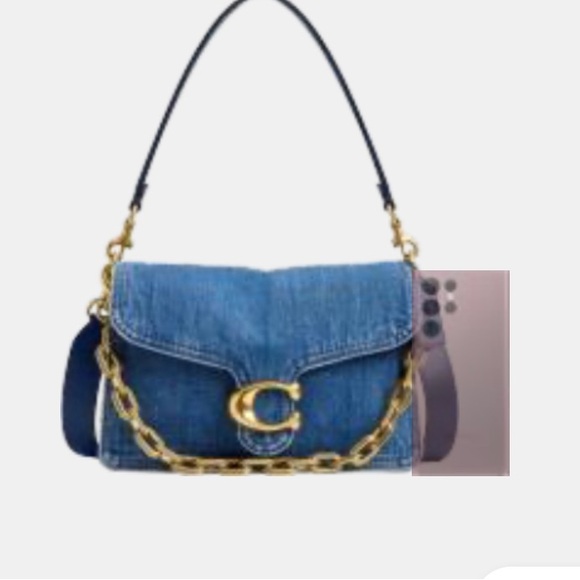 Coach Denim and Gold Chain Shoulder Bag - Picture 2 of 9